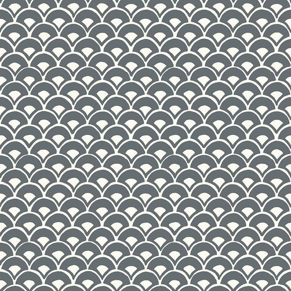 Wallpaper Stacked Scallops Wallpaper // Grey 