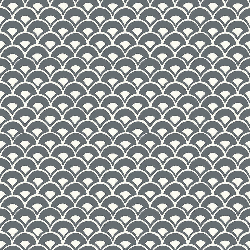 Wallpaper Stacked Scallops Wallpaper // Grey 