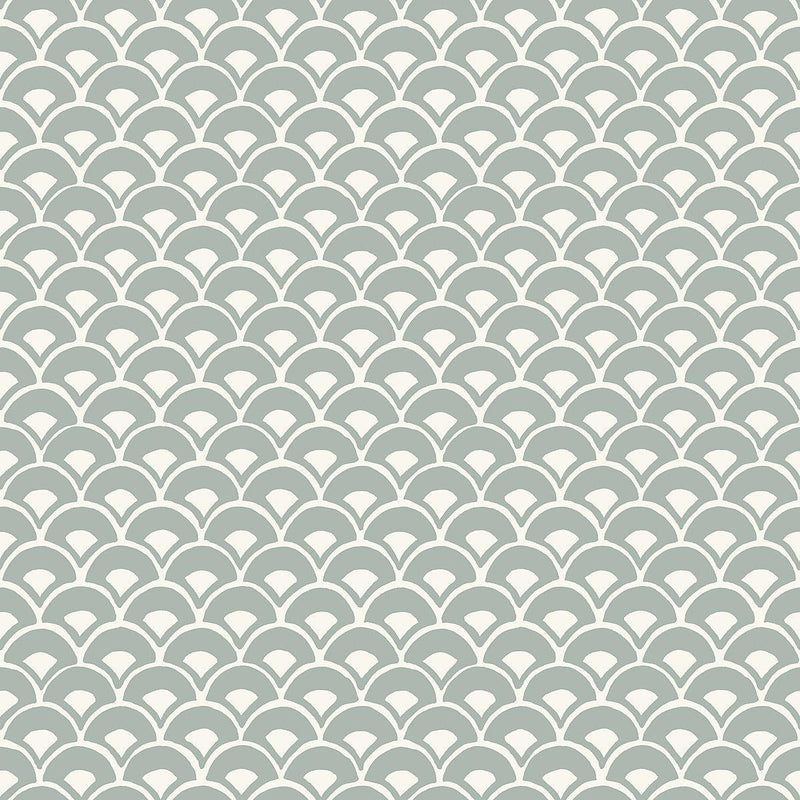 Wallpaper Stacked Scallops Wallpaper Sample // Blue 8 x 10 