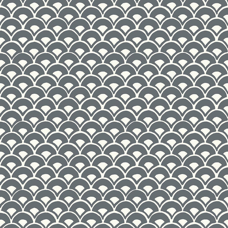 Wallpaper Stacked Scallops Wallpaper Sample // Grey 8 x 10 