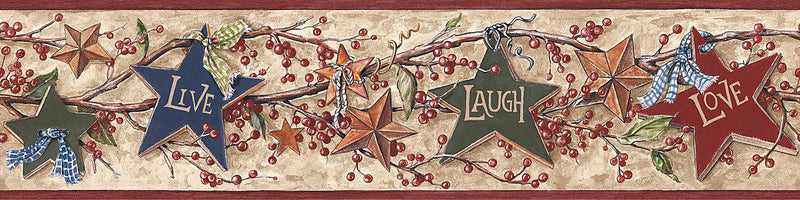 Wallpaper Star Berry Border Sample // Tan & Burgundy 8 x 10 