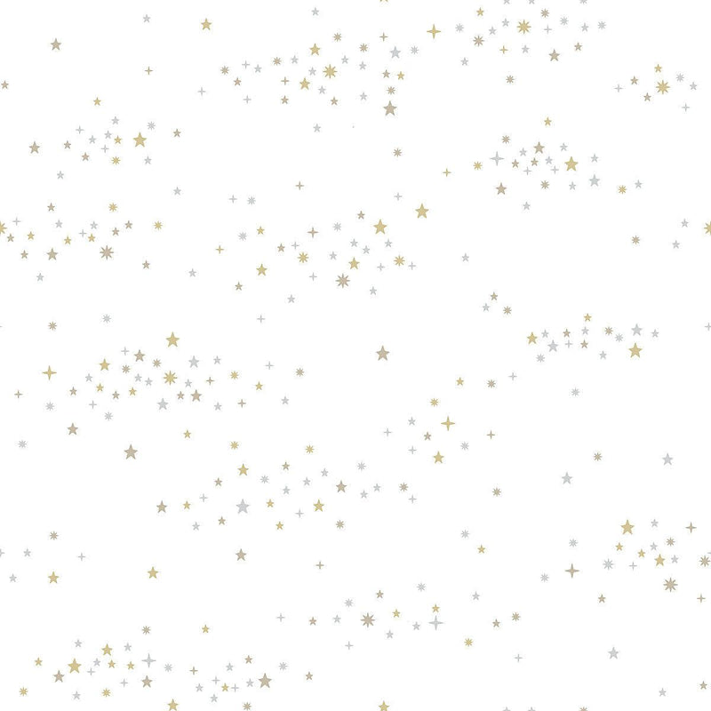Wallpaper Starlight, Star Bright Peel & Stick Wallpaper Sample // Silver & Gold 8 x 10 