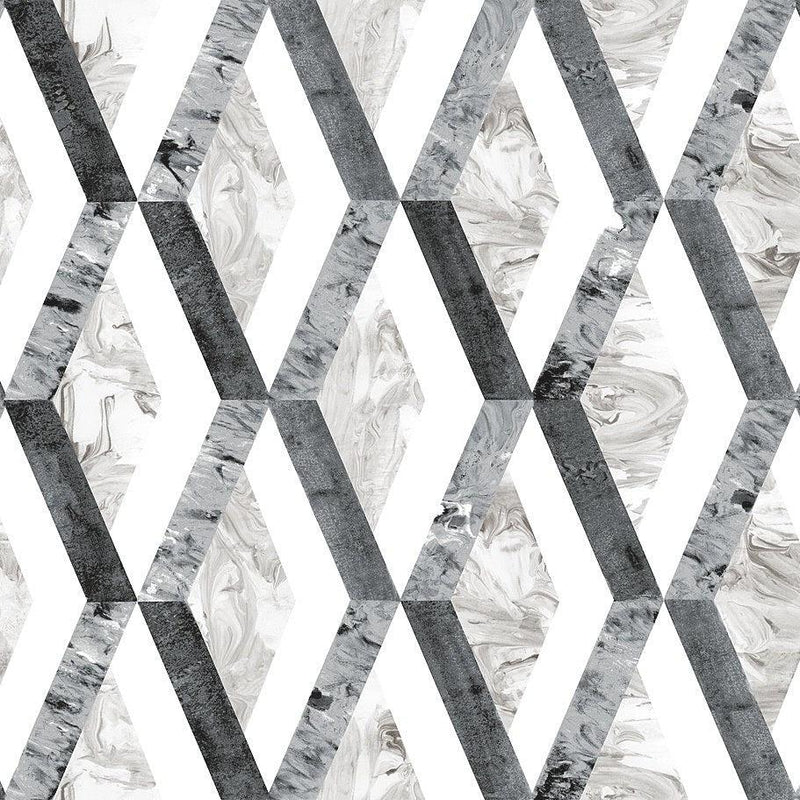 Wallpaper Statuary Diamond Inlay Peel & Stick Wallpaper // Grey 