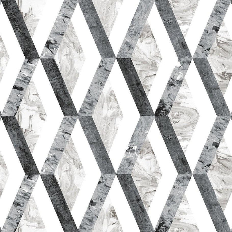 Wallpaper Statuary Diamond Inlay Peel & Stick Wallpaper Sample // Grey 8 x 10 