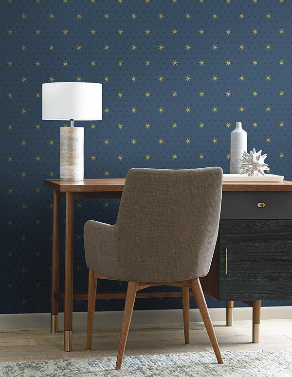 Wallpaper Stella Star Wallpaper // Navy Metallic 