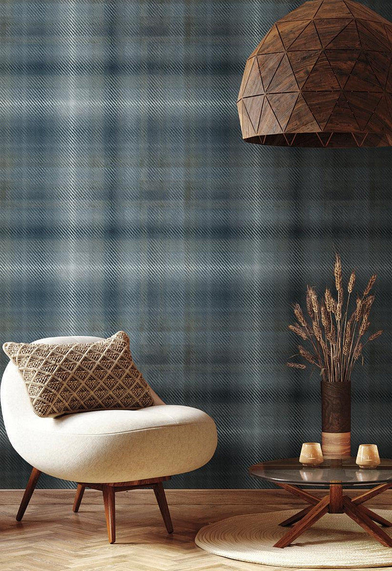 Wallpaper Sterling Plaid Wallpaper // Blue 