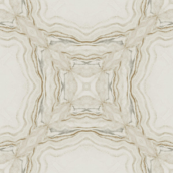 Wallpaper Stone Kaleidoscope Wallpaper // Cream & Charcoal Metallic 