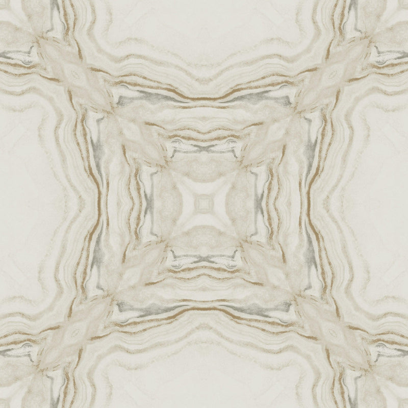 Wallpaper Stone Kaleidoscope Wallpaper Sample // Cream & Charcoal Metallic 8 x 10 