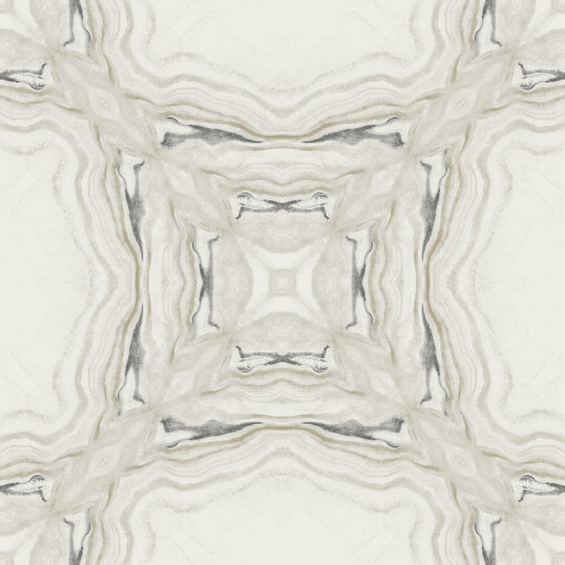 Wallpaper Stone Kaleidoscope Wallpaper Sample // Grey & Black Metallic 8 x 10 