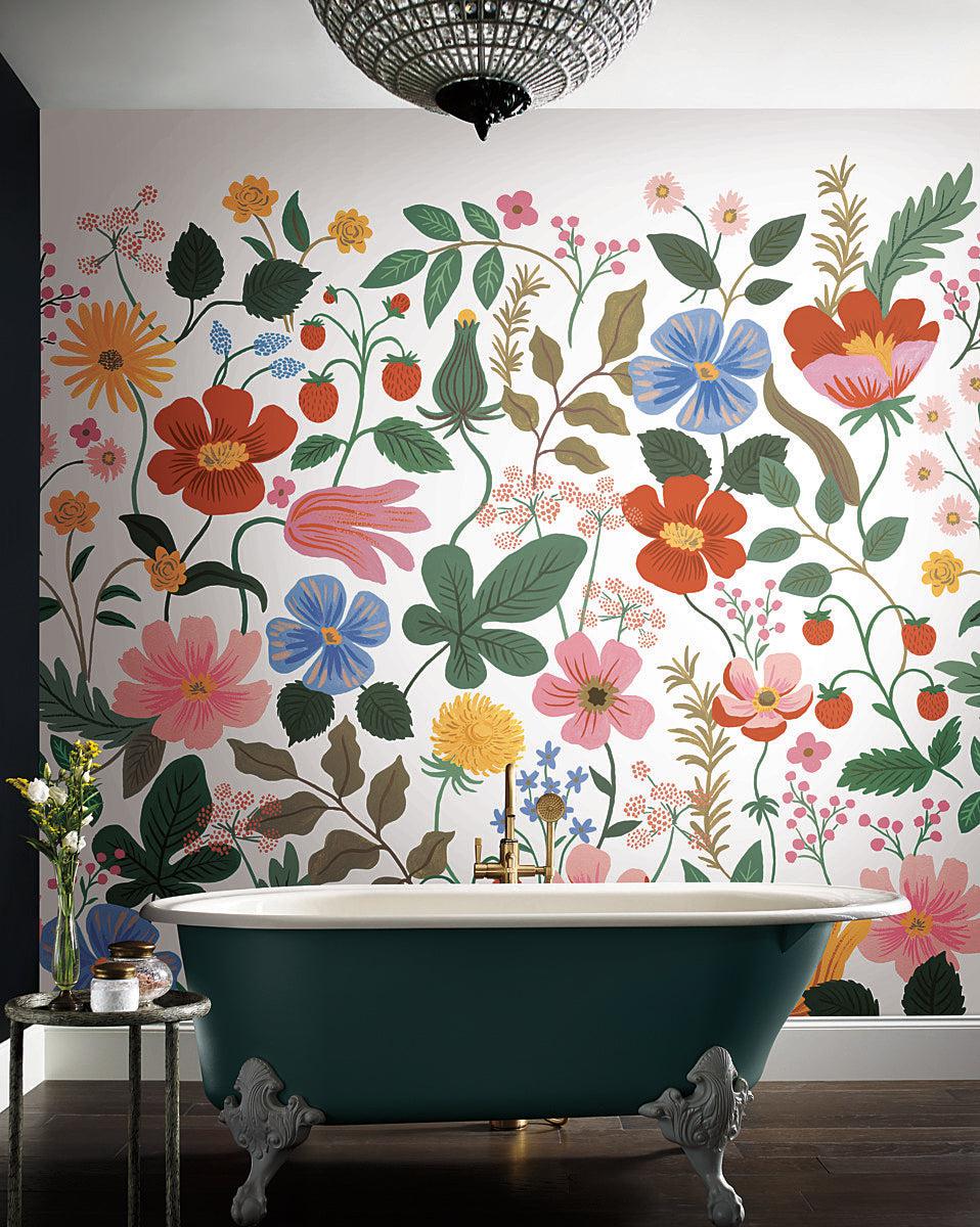 Strawberry Fields Peel & Stick Wall Mural | Floral Wallpaper | Rifle ...