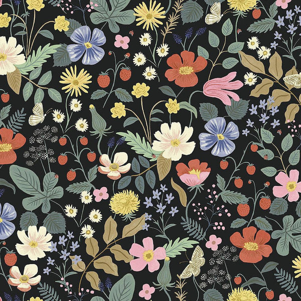 Wallpaper Strawberry Fields Wallpaper // Black & Green 