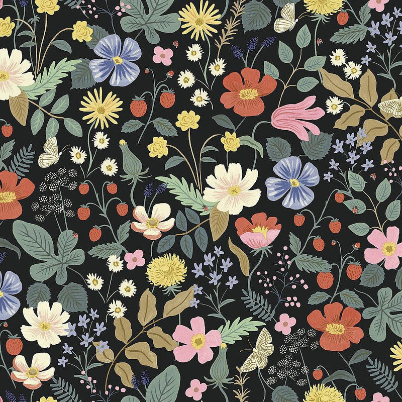 Wallpaper Strawberry Fields Wallpaper Sample // Black & Green 8 x 10 