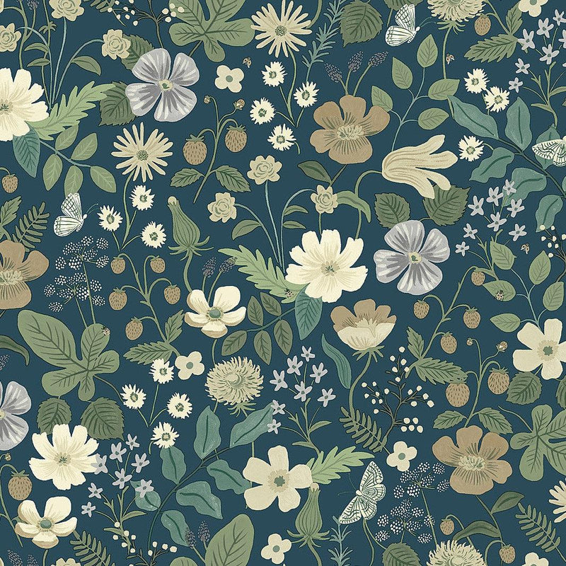 Wallpaper Strawberry Fields Wallpaper Sample // Blue & Green 8 x 10 