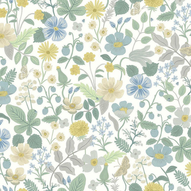 Wallpaper Strawberry Fields Wallpaper Sample // White & Green 8 x 10 