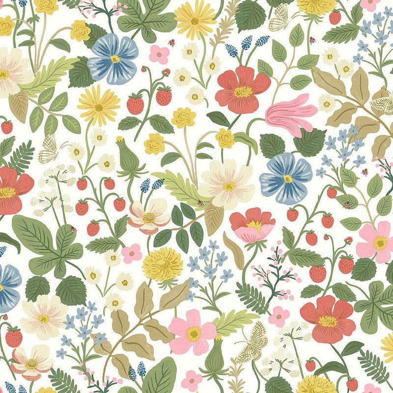 Wallpaper Strawberry Fields Wallpaper Sample // White & Red 8 x 10 