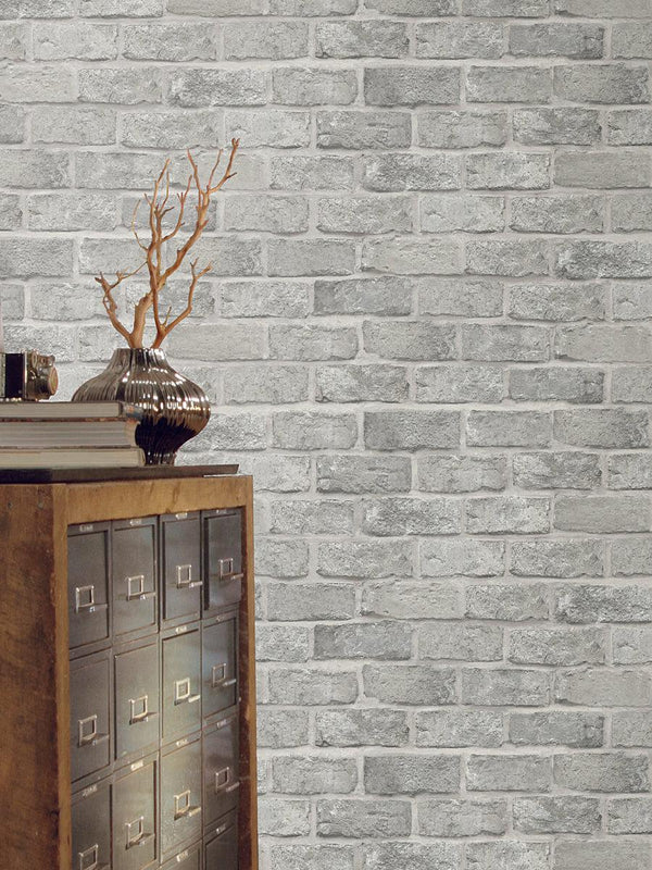 Wallpaper Stretcher Brick Peel & Stick Wallpaper // Grey 