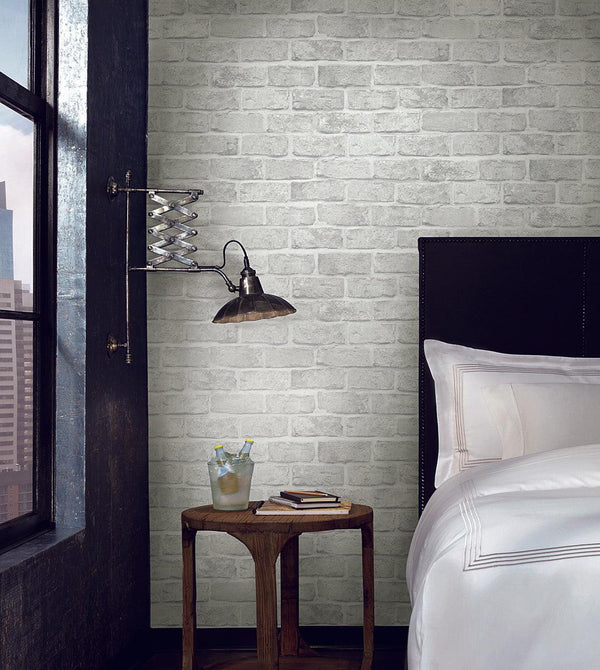 Wallpaper Stretcher Brick Peel & Stick Wallpaper // Light Grey 