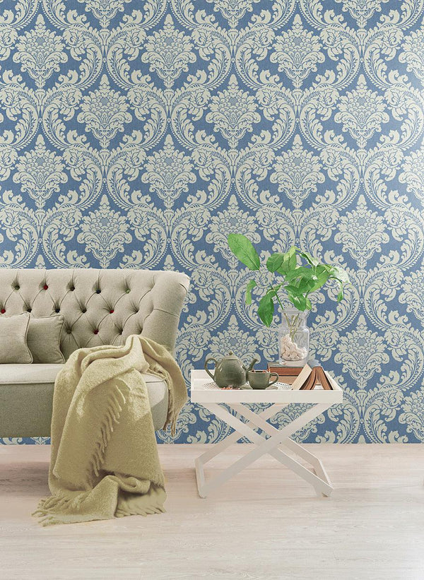 Wallpaper Tapestry Damask Wallpaper // Blue 