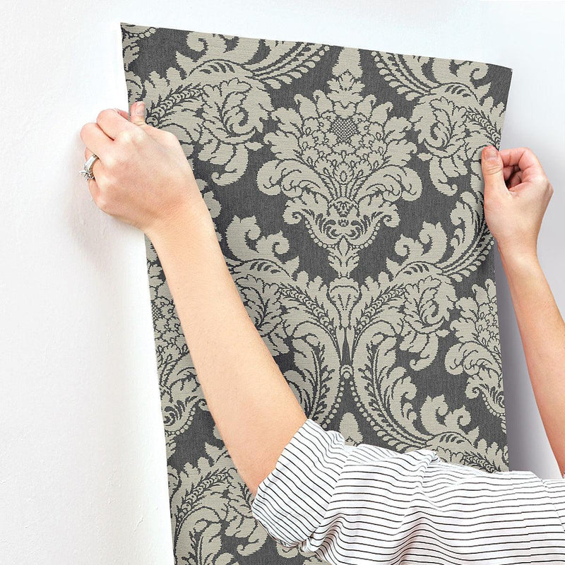 Wallpaper Tapestry Damask Wallpaper // Dark Grey 