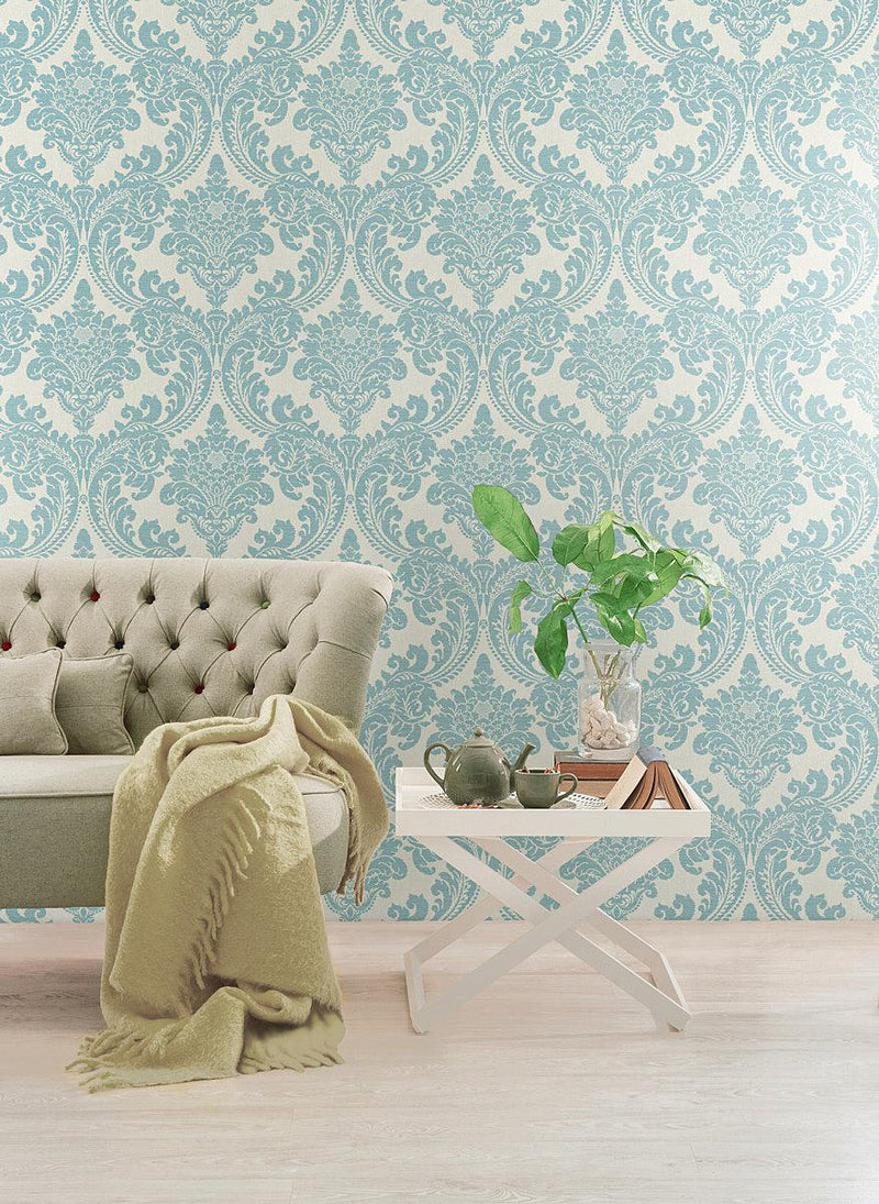 Wallpaper Tapestry Damask Wallpaper // Teal 