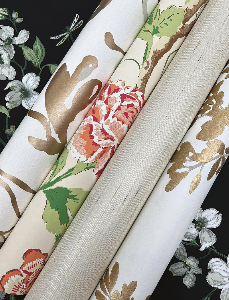 Wallpaper Teahouse Floral Wallpaper // Cream & Coral 