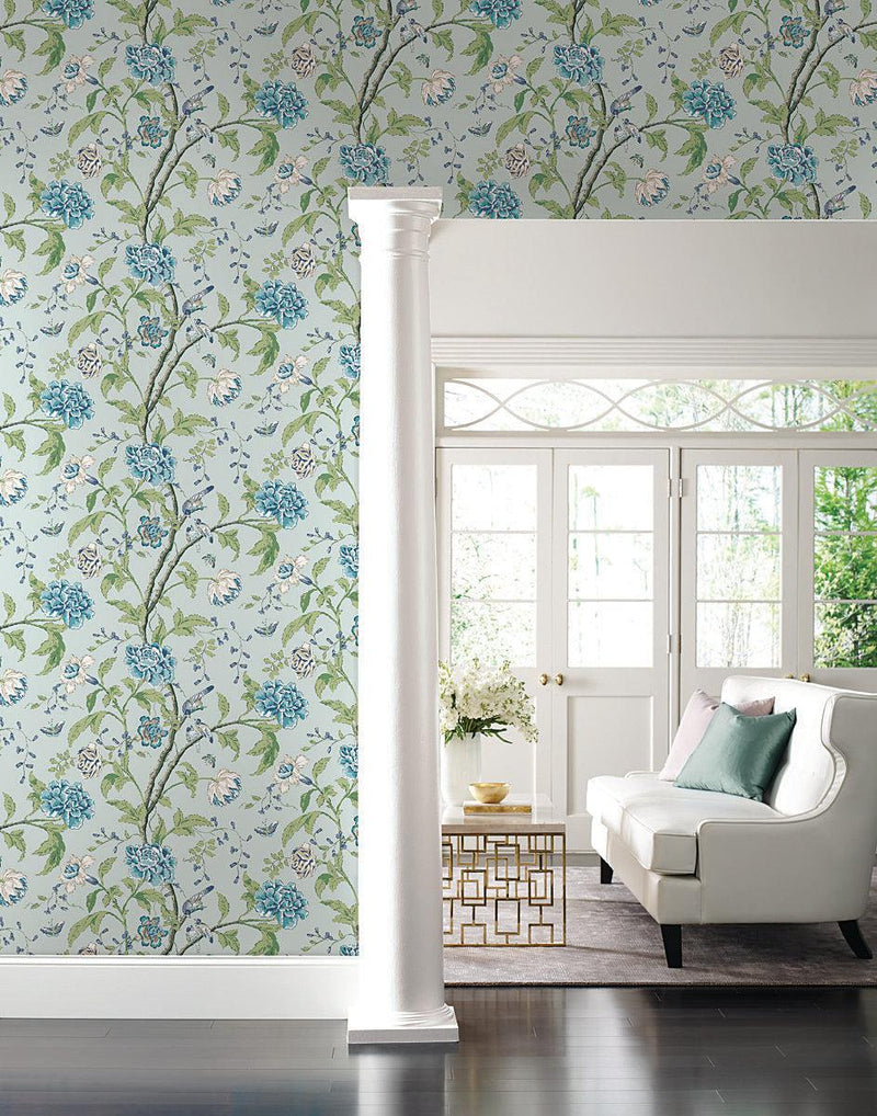 Wallpaper Teahouse Floral Wallpaper // Light Blue 