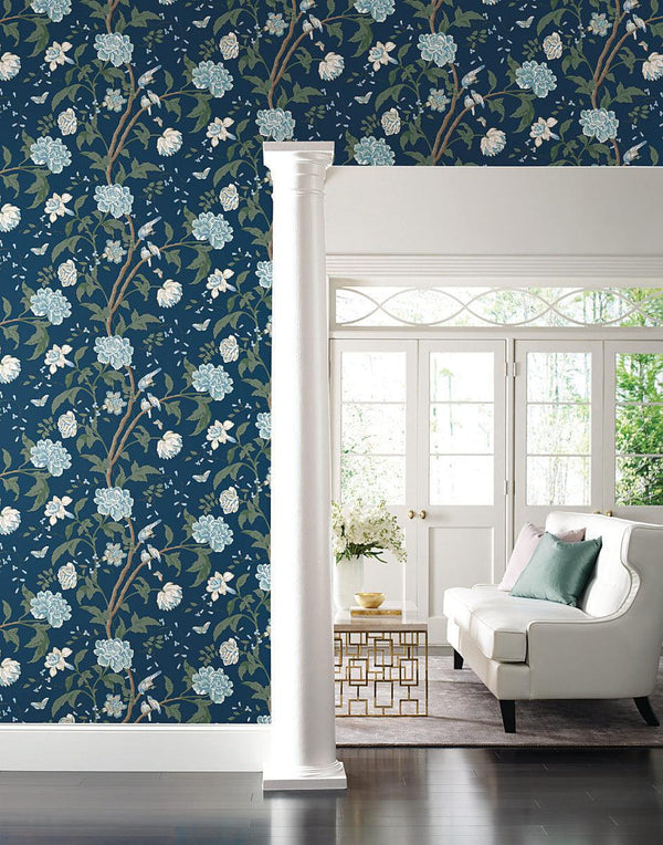 Wallpaper Teahouse Floral Wallpaper // Navy 