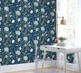 Wallpaper Teahouse Floral Wallpaper // Navy 