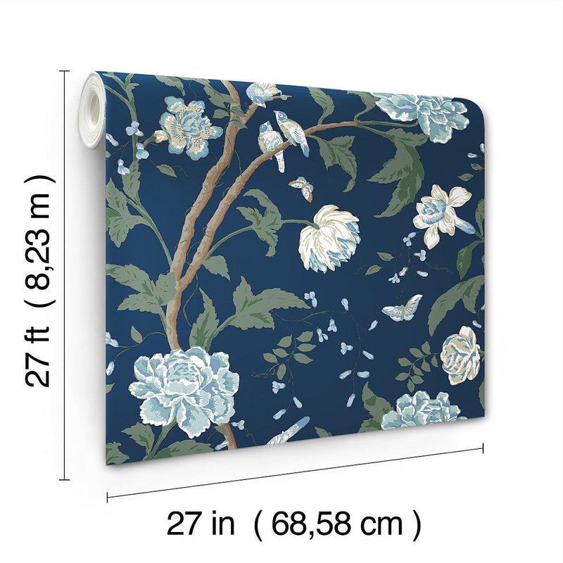 Wallpaper Teahouse Floral Wallpaper // Navy 