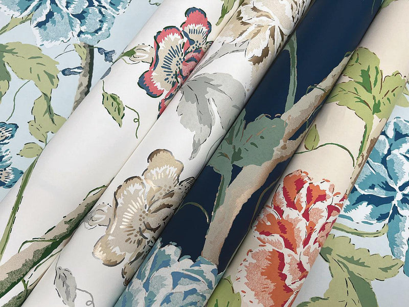 Wallpaper Teahouse Floral Wallpaper // Navy 