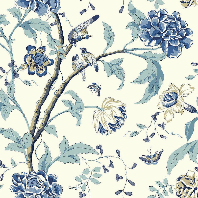 Wallpaper Teahouse Floral Wallpaper Sample // Green 8 x 10 