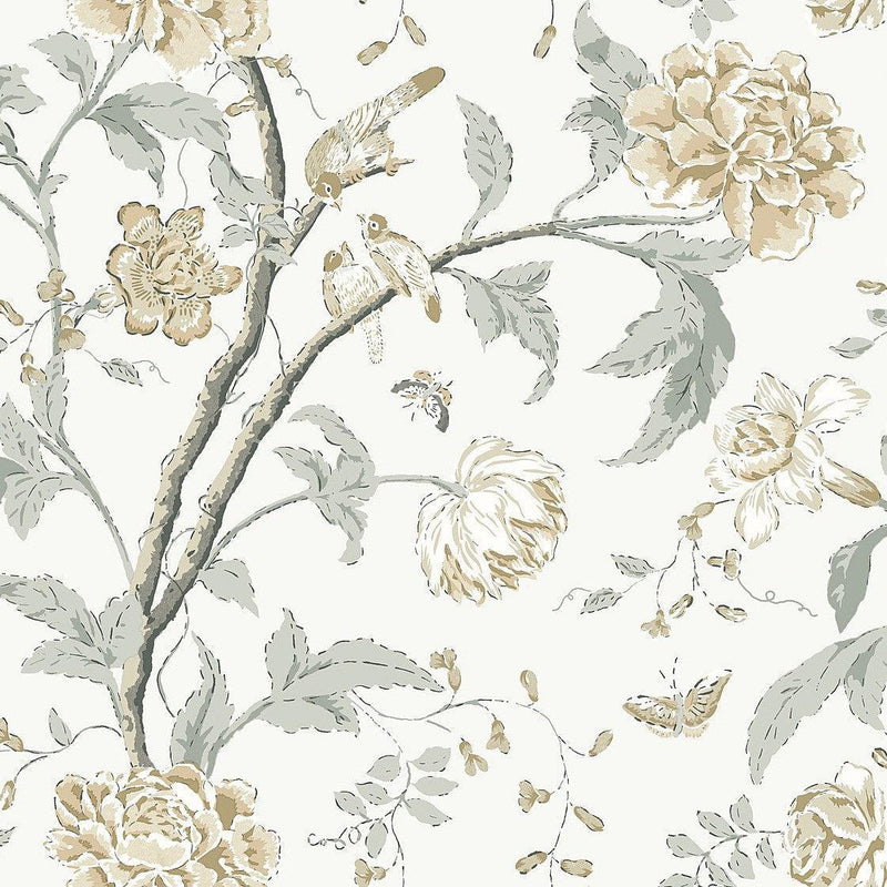 Wallpaper Teahouse Floral Wallpaper Sample // Neutral 8 x 10 