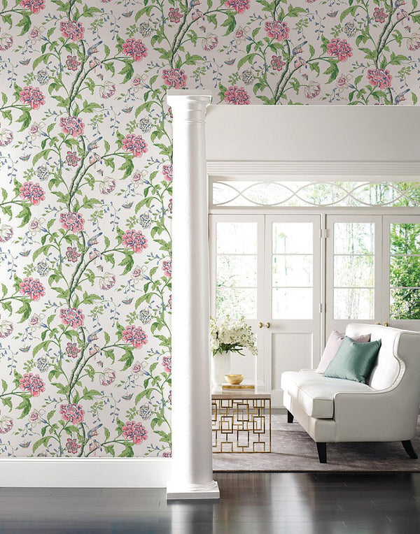 Wallpaper Teahouse Floral Wallpaper // White & Blush 