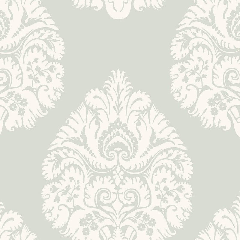 Wallpaper Teardrop Damask Wallpaper Sample // Light Grey 8 x 10 