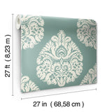 Wallpaper Teardrop Damask Wallpaper // Teal 