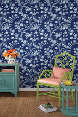 Wallpaper Temple Garden Peel & Stick Wallpaper // Navy Blue 