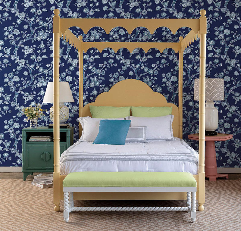 Wallpaper Temple Garden Peel & Stick Wallpaper // Navy Blue 