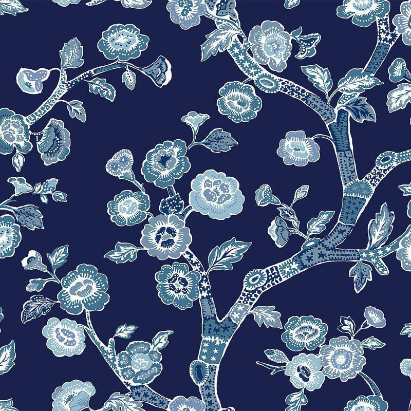 Wallpaper Temple Garden Peel & Stick Wallpaper Sample // Navy Blue 8 x 10 