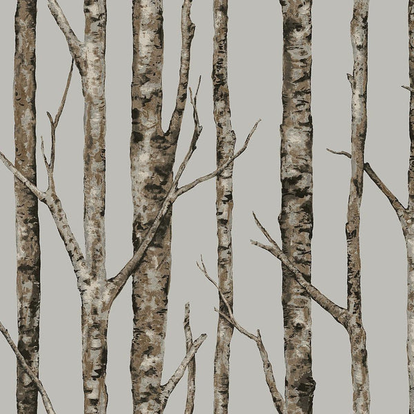 Wallpaper The Birches Wallpaper // Silver Grey & Taupe 
