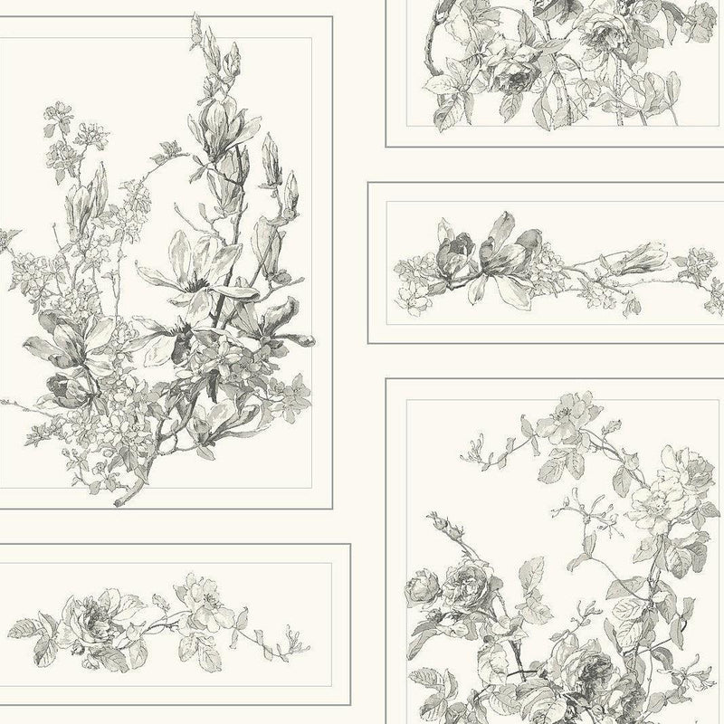Wallpaper The Magnolia Wallpaper Sample // Grey & Off White 8 x 10 
