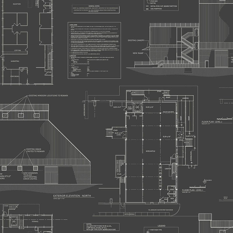 Wallpaper The Market Wallpaper Sample // Black & White 8 x 10 