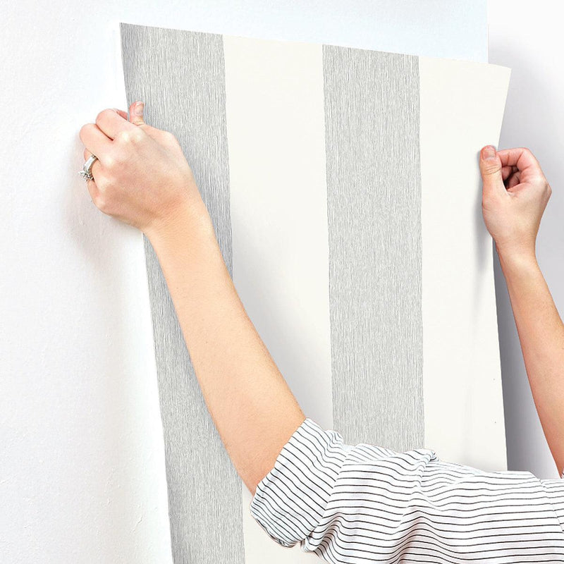 Thread Stripe Black Peel and Stick Wallpaper - Thread Stripe Design by Magnolia Home