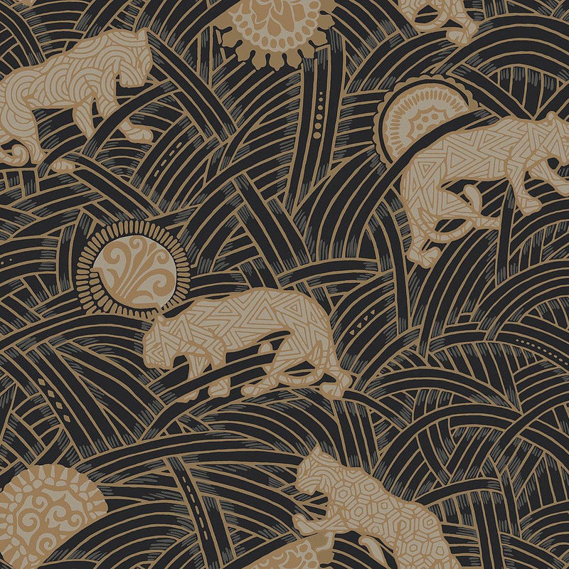 Wallpaper Tibetan Tigers Wallpaper Sample // Black & Taupe 8 x 10 