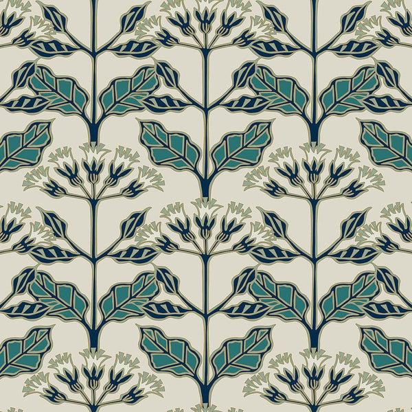 Wallpaper Tracery Blooms Wallpaper // Beige Metallic 