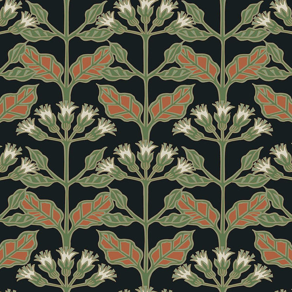 Wallpaper Tracery Blooms Wallpaper // Black Metallic 