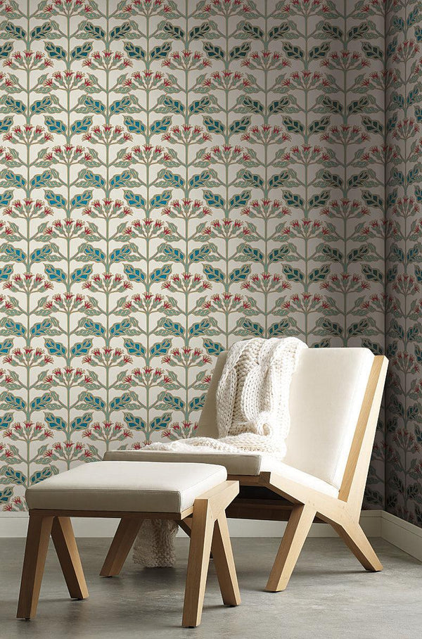 Wallpaper Tracery Blooms Wallpaper // Cream Metallic 