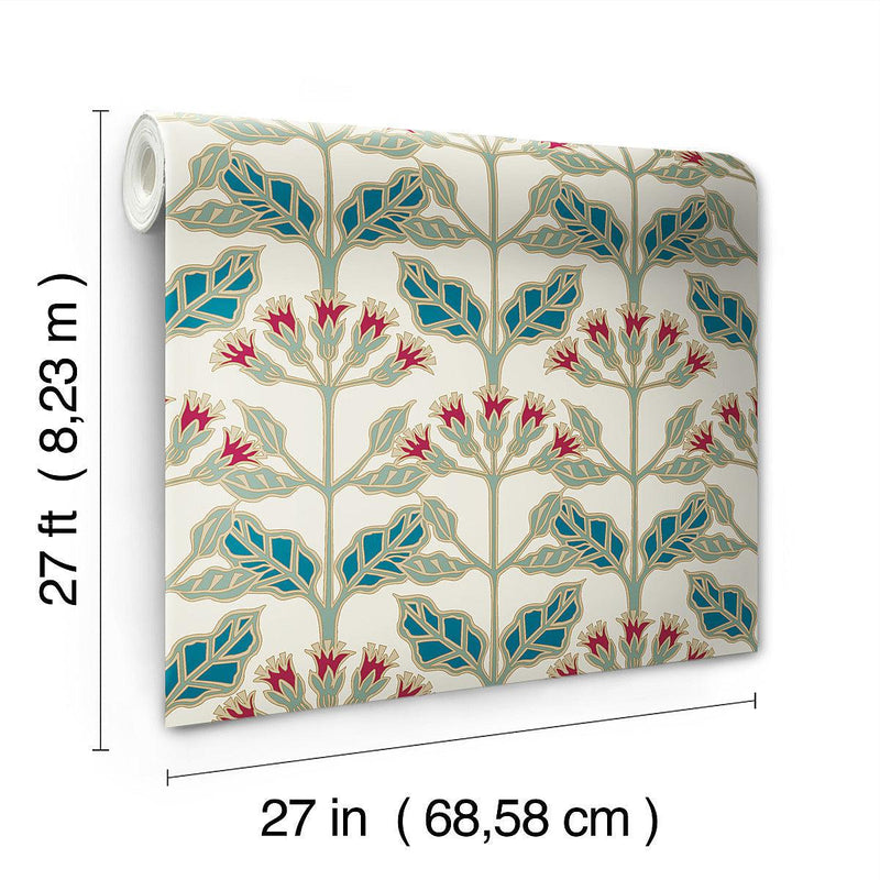 Wallpaper Tracery Blooms Wallpaper // Cream Metallic 