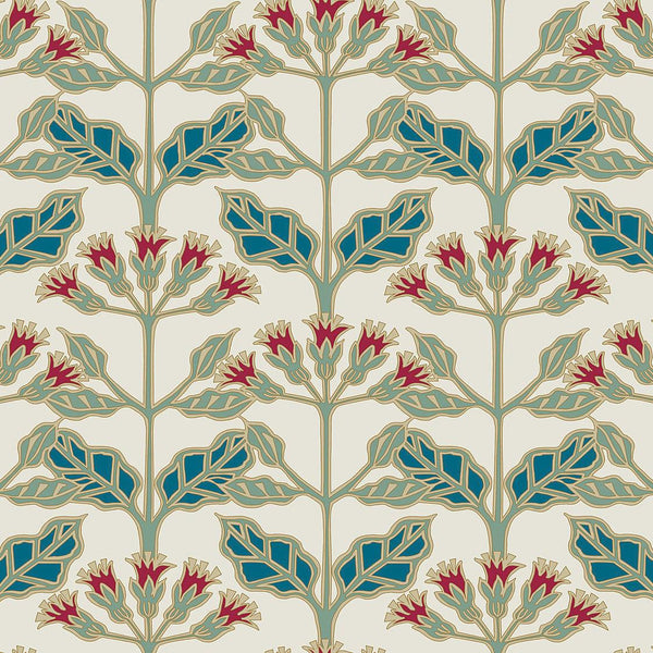 Wallpaper Tracery Blooms Wallpaper // Cream Metallic 