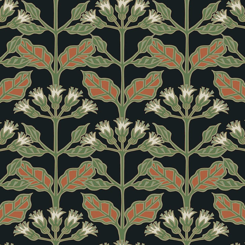 Wallpaper Tracery Blooms Wallpaper Sample // Black Metallic 8 x 10 