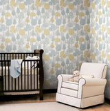 Wallpaper Treetops Peel & Stick Wallpaper // Aqua & Yellow 